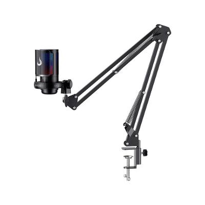 Microfone Gamer Rise Mode Elite 08 com Suporte de Mesa, RGB, USB-C, Preto - RM-ME-08-B