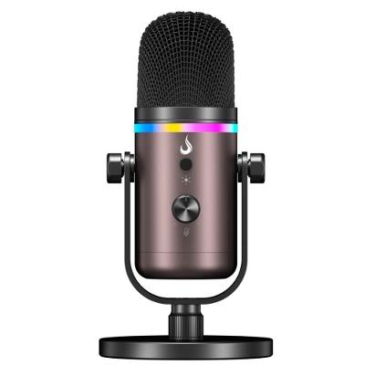 Microfone Gamer De Mesa Rise Mode Elite 10, RGB, USB-C, Preto e Ocre - RM-ME-010-BOC