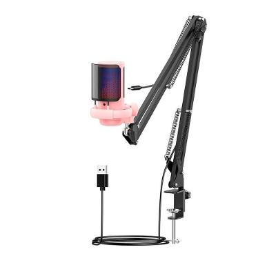 Microfone Gamer De Mesa Rise Mode Elite 08, RGB, USB-C, Rosa - RM-ME-08-PK