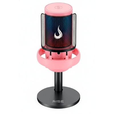 Microfone Gamer De Mesa Rise Mode Elite 05, RGB, USB-C, Rosa - RM-ME-05-PK