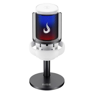 Microfone Gamer De Mesa Rise Mode Elite 05, RGB, USB-C, Branco - RM-ME-05-W