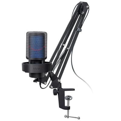 Microfone Condensador Gamer Fifine, RGB, Cardióide, USB Tipo-C, Preto - A8T