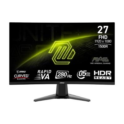 Monitor Gamer Curvo MSI MAG 27" FHD, 280Hz, 0.5ms, VA, Adaptive-Sync, DP e HDMI, HDR, Preto - 276CXF