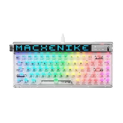 Teclado Mecânico Gamer Machenike KT68-B68W Pro, 65%, Switch Gateron North Pole Linear, Tri-Mode com Tela LED, RGB, Branco - KT68 PRO RGB WH