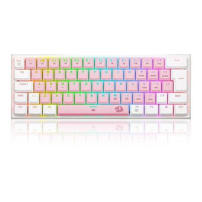 Teclado Mecânico Gamer Redragon Anivia, RGB, Switch Blue, Wired, ABNT2, Rosa e Branco - K614PW-RGB (PT-BLUE)