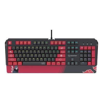 Teclado Mecânico Gamer Checkpoint KX-500, RGB, Switch Red, Anti-Ghosting, Akatsuki Full Naruto, Preto e Vermelho - NA-KB-1002