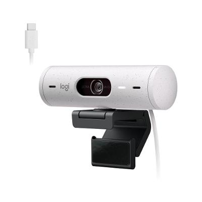Webcam + Suporte Logitech Brio 500 Full HD, 1080p, 30 FPS, com Microfones Duplos, USB, Suporte Incluso, Branco - 960-001426