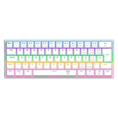 Teclado Mecânico Gamer T-Dagger Arena 60%, RGB, Switch Dust-proof Marrom, USB Tipo-C, ABNT2, Branco - T-TGK321W-BR