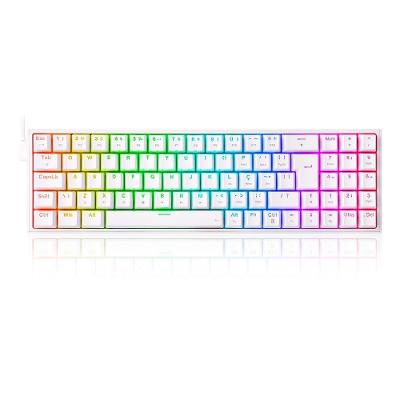 Teclado Mecânico Gamer Redragon Pollux, RGB, Switch Red, N-keys, ABNT2, Branco - K628-RGB-W (PT-RED)