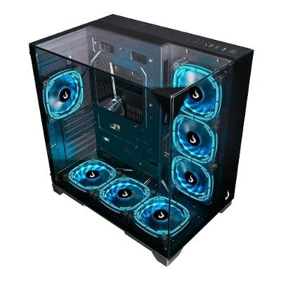 Gabinete Gamer Rise Mode Galaxy Full Glass, Mid Tower, ATX, Lateral e Frente em Vidro Temperado, Sem FANs, Preto - RM-CA-FG-B
