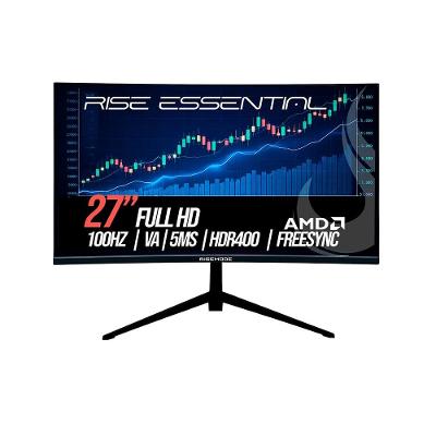 Monitor Gamer Curvo Rise Mode 27", FHD, 100Hz, IPS, HDMI e VGA, Preto - RM-MOG-27C100FH-B