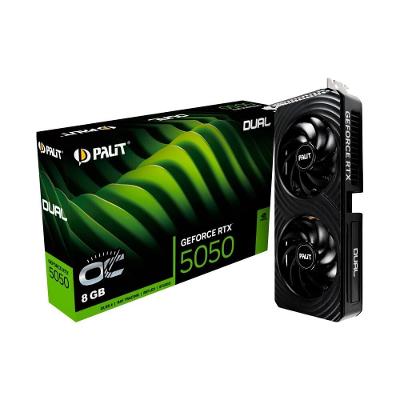 Placa de Vídeo Palit RTX 5050 Dual OC NVIDIA Geforce, 8GB, GDDR6, 2647 MHz, DLSS, Ray Tracing - NE65050S19P1-GB2070D