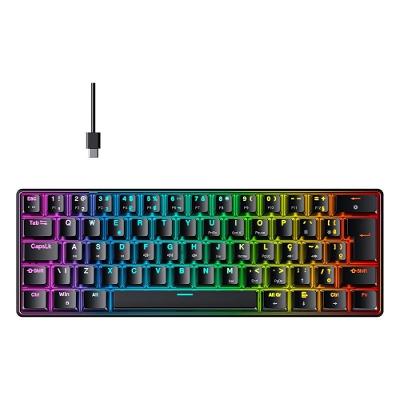 Teclado Mecânico Gamer Hyrax Thunder HCK61, RGB, Switch Red, 100% anti-ghosting, ABNT2, Preto - HCK61B-RED-RGB