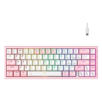 Teclado Mecânico Gamer Rise Mode GM1 Pro White and Pink, RGB, Mini (65%), Switch Outemu Brown, Branco e Rosa - RM-TCM-GM1P-WPBRO