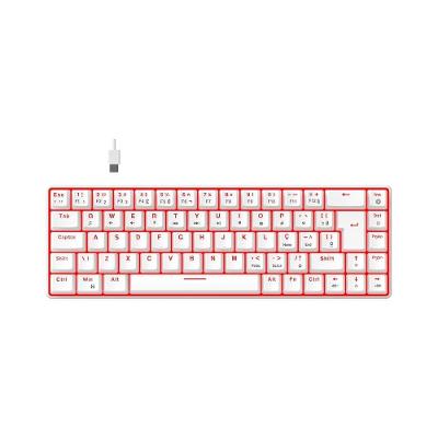 Teclado Mecânico Gamer Hyrax Thunder Pro, Switch Huano Marrom, LED Vermelho, Layout 65%, USB-C, ABNT2, Branco - HCK65W-BROWN-LED