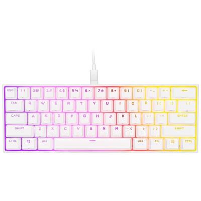 Teclado Gamer Mecânico CORSAIR K65 RGB MINI 8000hz, LED RGB, 60%, Teclas CHERRY MX SPEED, USB 3.0, Branco - CH-9194114-NA