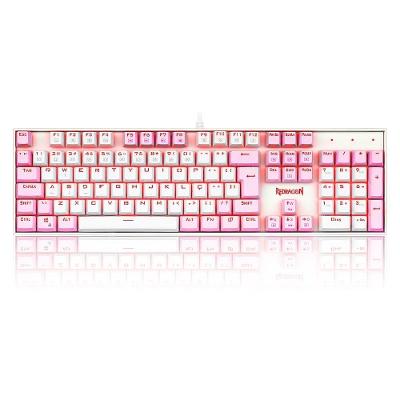 Teclado Mecânico Gamer Redragon Single Color Mitra, Switch Brown, ABNT2, Branco e Rosa - K551WP (PT-BROWN)