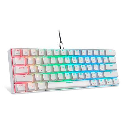 Teclado Gamer Motospeed, RGB,  ABNT2, Branco, Switch Blue, USB Tipo-C, Branco - CK61