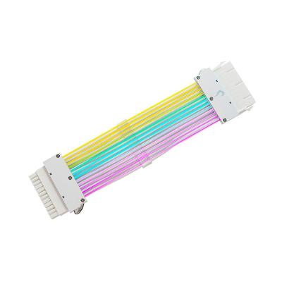 Cabo Extensor de Fonte Sleeved Rise Mode Aura, 24p ATX, ARGB, Branco - RM-SL-FW-ARGB