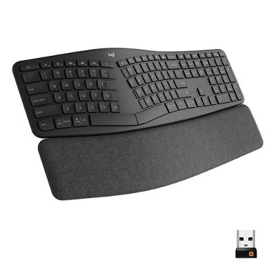 Teclado sem fio Logitech ERGO K860 com Layout Dividido, Suporte para Descanso de Pulso, Conexão Bluetooth e USB, Windows e Mac - 920-009169