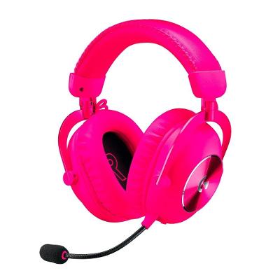 Headset Gamer Sem Fio Logitech G Pro X 2 Lightspeed, Driver 50mm, Bluetooth, USB e 3.5mm, para PC, Playstation e Switch, Rosa Magenta - 981-001274
