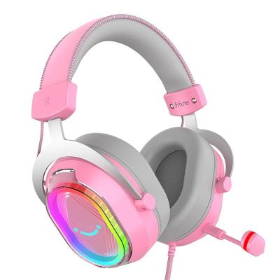 Headset Gamer Fifine AmpliGame H13, 7.1 Surround, Microfone Removível, RGB, para PC/PS5/Xbox, Rosa - H13P