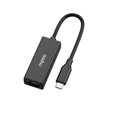 HUB USB-C para Ethernet Rapoo com Conexão RJ45, Plug & Play, Preto - XD20