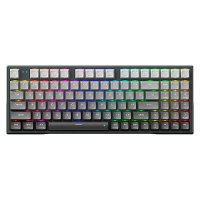 Teclado Sem Fio Mecânico Gamer Machenike k500f-B94 CRYSTAL Pro, Tri-Mode, Bluetooth, Switch Purple, Branco Transparente - JJ02G100G