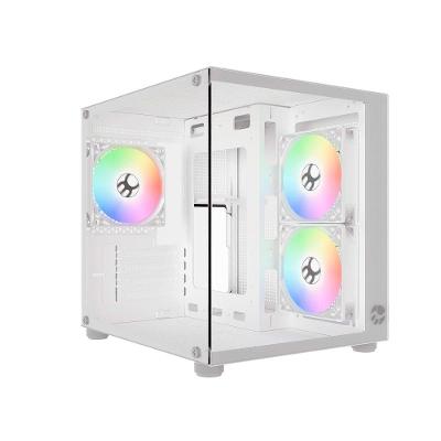Gabinete Gamer Bluecase Pure Pro BG-064, Micro-ATX, Mini-ITX, 3x Fans Rainbow, Lateral em Vidro, Branco - BG-064PWBX