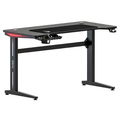 Mesa Gamer RGB Rise Mode, Desk 07, Suporte para Copos, Suporte para Headset, Preto - RM-TB-07-BK
