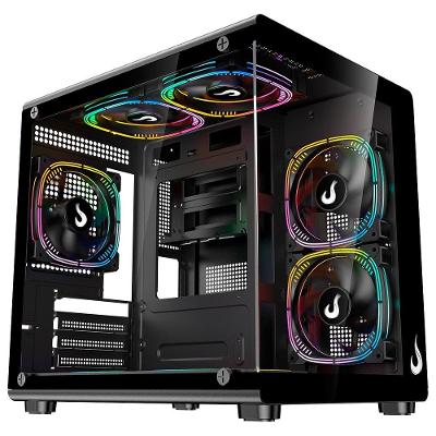 Gabinete Gamer Rise Mode Galaxy Glass X Mini, M-ATX, Lateral e Frontal em Vidro Temperado, Preto - RM-GA-GGXN-FB