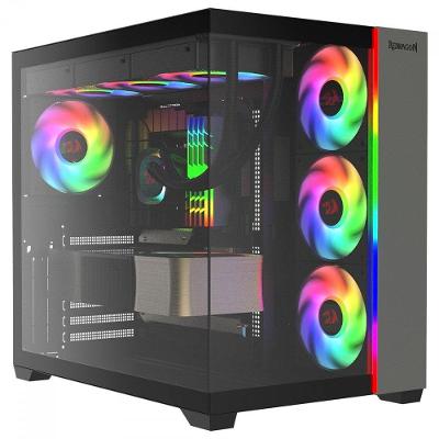 Gabinete Gamer Redragon Tesseract, Mid Tower, ARGB, ATX, Lateral em Vidro, Preto - CA-614B