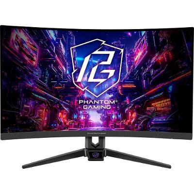 Monitor Gamer Curvo ASRock Phantom 27"", FHD, 280Hz, 1ms, VA, FreeSync Premium, DisplayPort e HDMI, Preto - PG27FRS1A