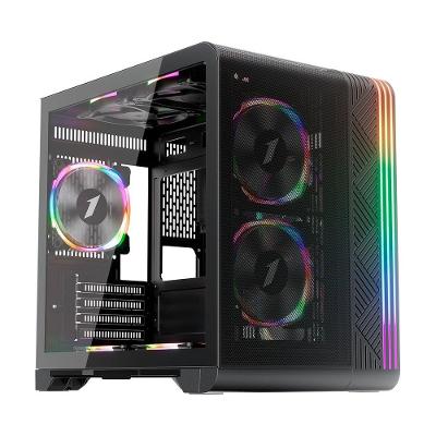 Gabinete Gamer 1STPLAYER VT5, Mid Tower, RGB, ATX, Lateral em Vidro Temperado, 3X Fans, Preto - VT5-BK-3FS7