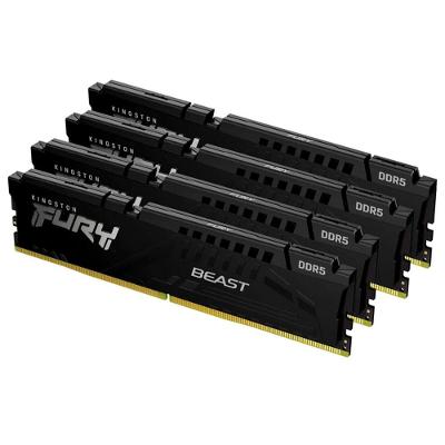 Memória RAM Kingston Fury Beast, 128GB (4x32GB), 5600MHz, DDR5, CL40,para Intel XMP, Preto - KF556C40BBK4-128