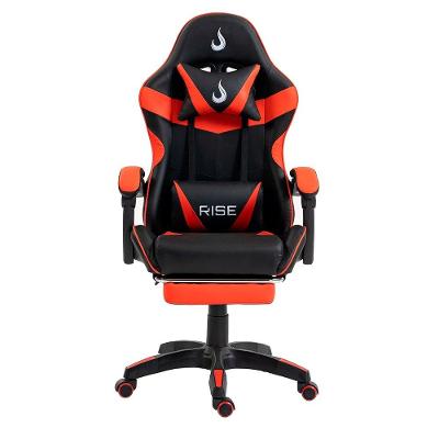 Cadeira Gamer Rise Mode X06, Ângulo Ajustável, Apoio Para os Pés Retrátil, Preto e Vermelho - RM-CG-X06-BR
