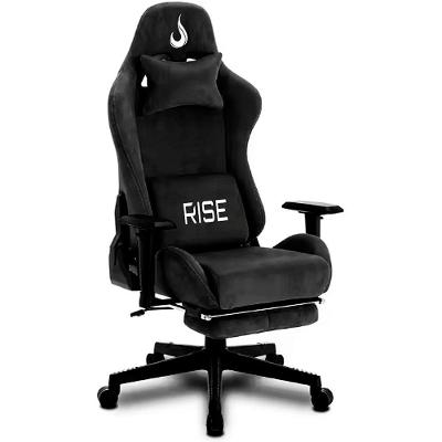 Cadeira Gamer Rise Mode X04, Ângulo Ajustável, Apoio Para os Pés Retrátil, Preto, Tecido - RM-CG-X04-BK-FBC