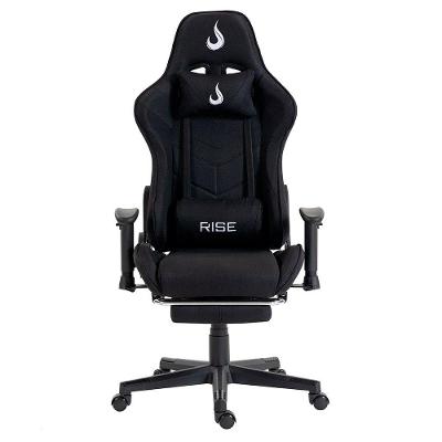 Cadeira Gamer Rise Mode X04, Ângulo Ajustável, Apoio Para os Pés Retrátil, Preto, Tecido - RM-CG-X04-BK-FBC