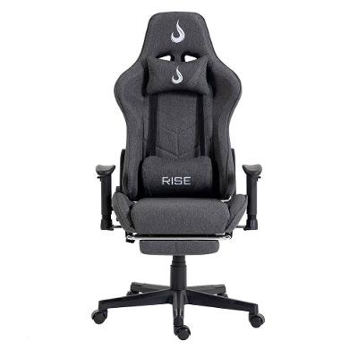 Cadeira Gamer Rise Mode X04, Ângulo Ajustável, Apoio Para os Pés Retrátil, Cinza, Tecido - RM-CG-X04-GR-FBC