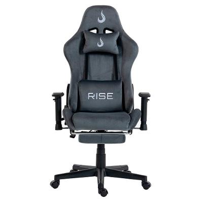 Cadeira Gamer Rise Mode X02, Ângulo Ajustável, Braço 2D, Apoio Para os Pés Retrátil, Cinza Fabric - RM-CG-X02-GR-FBC