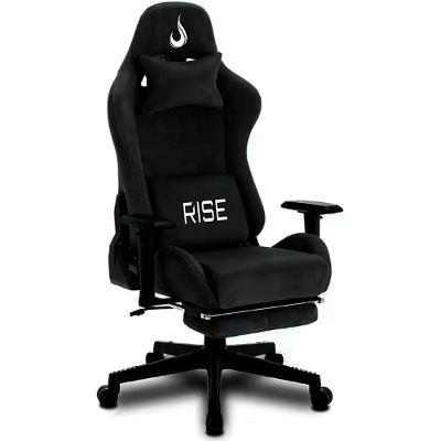 Cadeira Gamer Rise Mode X02, Ângulo Ajustável, Até 130Kg, Braço 2D, Apoio Para os Pés Retrátil, Preta - RM-CG-X02-BK