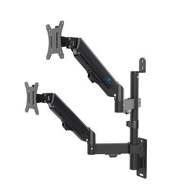 Suporte de Parede Articulado para 2 Monitores de 17" a 32" Ergofirst, Ajuste com Pistão a Gás, Preto - G16-124