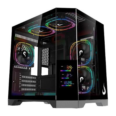 Gabinete Gamer Rise Mode Zeus Glass Screen 01, Mid Tower, M-ATX, Display 3.5, Lateral em Vidro, Preto - RM-CA-ZES-01-FB