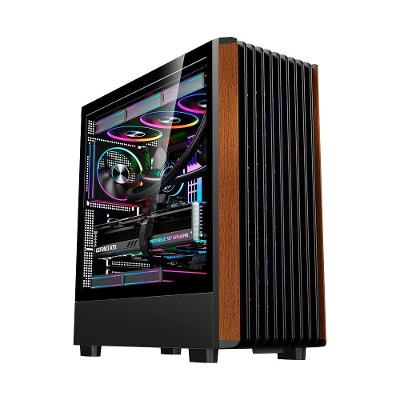 Gabinete Gamer Liketec Pinos, E-ATX, Painel Frontal com Detalhes em Madeira, Preto - LC-KB-PINOS-2025-1002