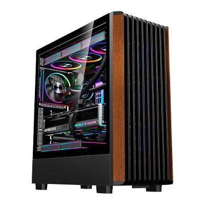 Gabinete Gamer Liketec Pinos, E-ATX, Painel Frontal com Detalhes em Madeira, Preto - LC-KB-PINOS-2025-1002