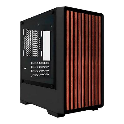 Gabinete Gamer Liketec Bambu, Micro-ATX, Painel Frontal com Detalhes em Madeira, Preto - LC-KB-BAMBU-2025-1004
