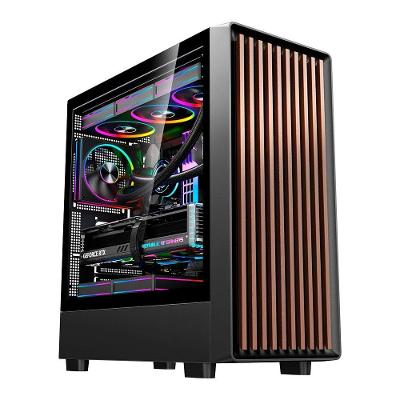 Gabinete Gamer Liketec Oak Wood, E-ATX, Painel Frontal com Detalhes em Madeira, Preto - LC-KB-WOD-2025-1003