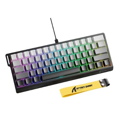 Teclado Magnético Gamer Attack Shark X60 HE, 60%, Rapid Trigger, 8000Hz, 0.01ms, Moonlight, Cinza/Branco - AS-X60HE-MN
