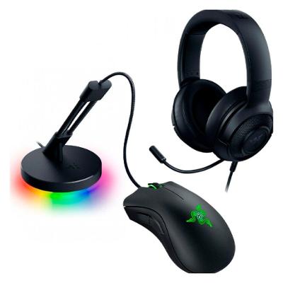Kit Gamer Razer Game on Mouse Deathadder Essential, 6400 DPI + Headset Kraken X Lite + Mouse Bungee V3 Chroma, Preto - RZ85-03850100-B3U1