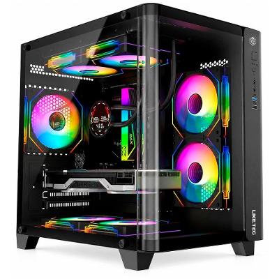 Gabinete Gamer Liketec Madness Small, Mini Tower, Micro-ATX, Lateral e Frontal em Vidro Curvo, Sem Fans, Preto - LK-MADNESS-MINI-25-BLK